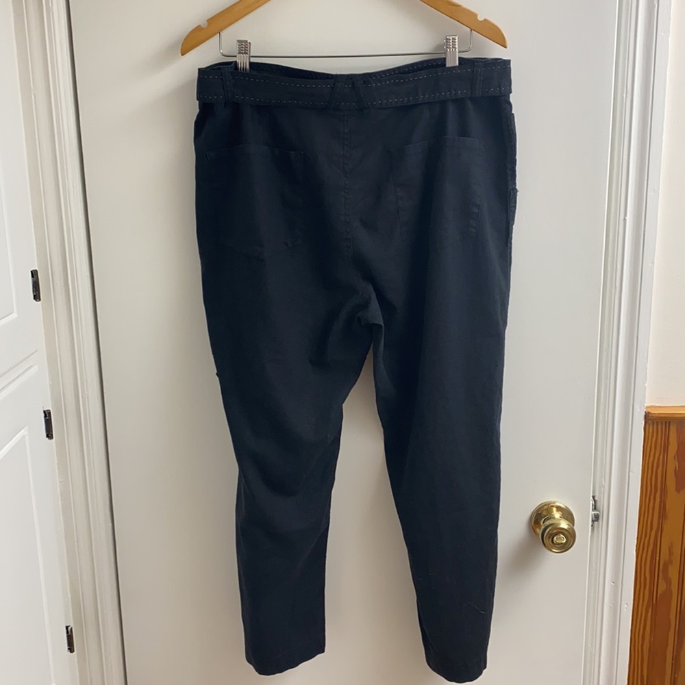 Women’s linen/cotton black crop pants zip fly 16 - Picture 4 of 6